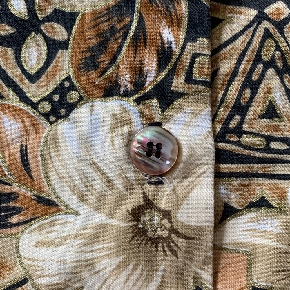 Vintage 90s Tan Tropical Hibiscus Floral Print 2 Piece Shorts Set - Picture 7 of 9